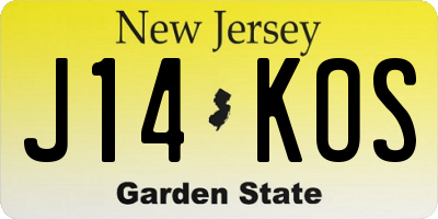 NJ license plate J14KOS
