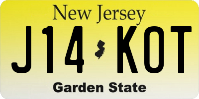 NJ license plate J14KOT
