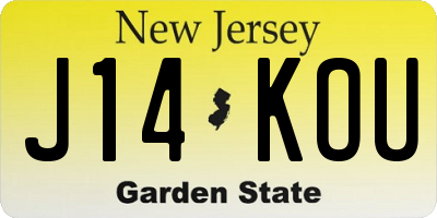NJ license plate J14KOU