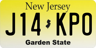 NJ license plate J14KPO