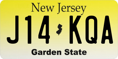 NJ license plate J14KQA