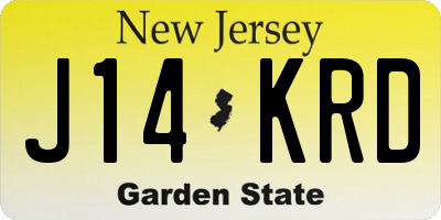 NJ license plate J14KRD