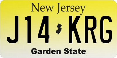 NJ license plate J14KRG