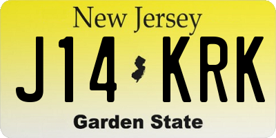 NJ license plate J14KRK