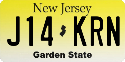 NJ license plate J14KRN