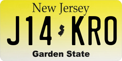 NJ license plate J14KRO