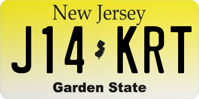 NJ license plate J14KRT