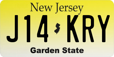 NJ license plate J14KRY