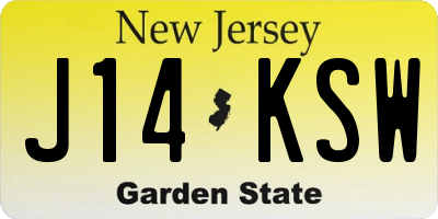 NJ license plate J14KSW