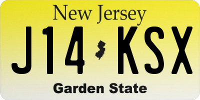 NJ license plate J14KSX
