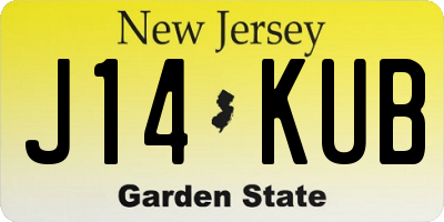 NJ license plate J14KUB