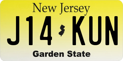 NJ license plate J14KUN