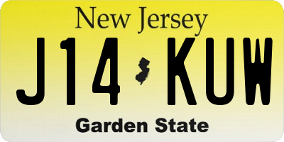 NJ license plate J14KUW