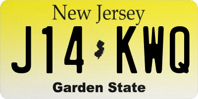 NJ license plate J14KWQ