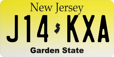 NJ license plate J14KXA