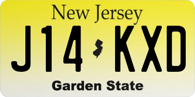 NJ license plate J14KXD