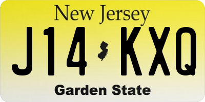 NJ license plate J14KXQ