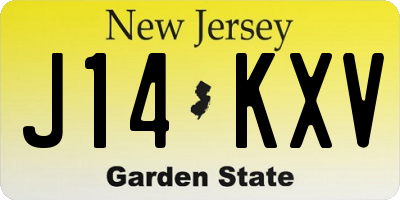 NJ license plate J14KXV
