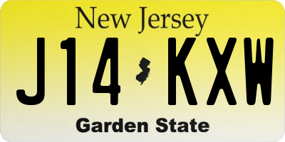NJ license plate J14KXW