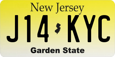 NJ license plate J14KYC