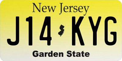 NJ license plate J14KYG