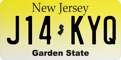 NJ license plate J14KYQ