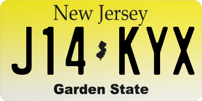 NJ license plate J14KYX