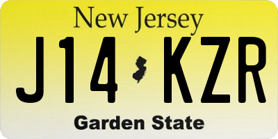 NJ license plate J14KZR