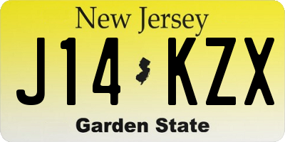 NJ license plate J14KZX