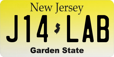 NJ license plate J14LAB