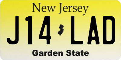 NJ license plate J14LAD