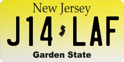 NJ license plate J14LAF