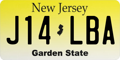NJ license plate J14LBA
