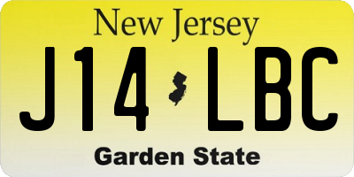 NJ license plate J14LBC