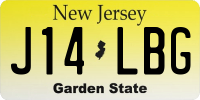 NJ license plate J14LBG