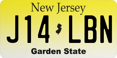 NJ license plate J14LBN