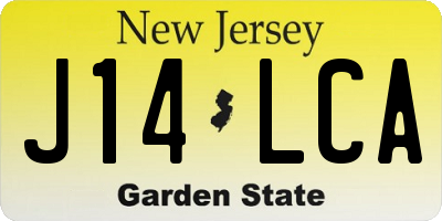 NJ license plate J14LCA