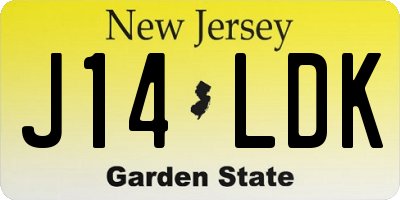 NJ license plate J14LDK