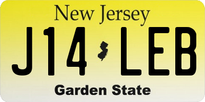 NJ license plate J14LEB