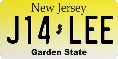 NJ license plate J14LEE