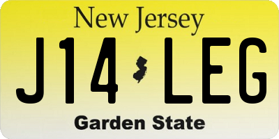 NJ license plate J14LEG