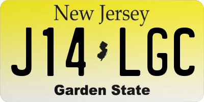 NJ license plate J14LGC