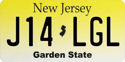 NJ license plate J14LGL