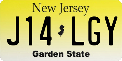 NJ license plate J14LGY