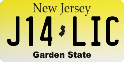 NJ license plate J14LIC
