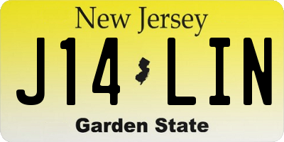 NJ license plate J14LIN