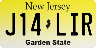 NJ license plate J14LIR