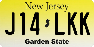 NJ license plate J14LKK