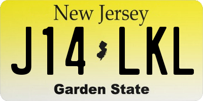 NJ license plate J14LKL