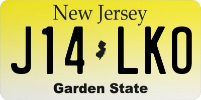 NJ license plate J14LKO